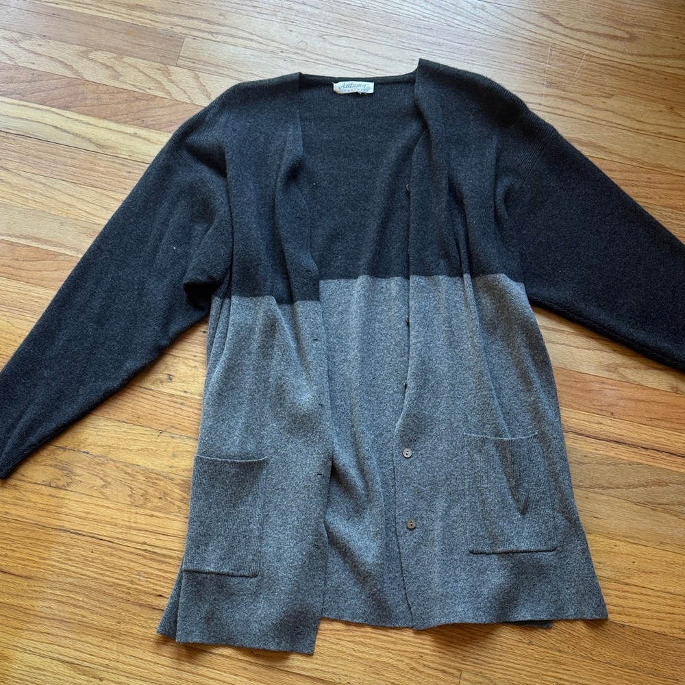 Autumn Cashmere Women's Two-Tone Gray Cardigan